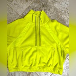 Free People Movement So Fly oversized 1/2 zip Cropped Jacket Neon Yellow Small